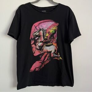 Marvel Deadpool Riding Unicorn Colorful Graphic Black T-Shirt-Men’s Size Large